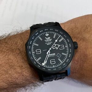 Vostok Europe North Pole Expedition GMT watch, black, leather strap, with box